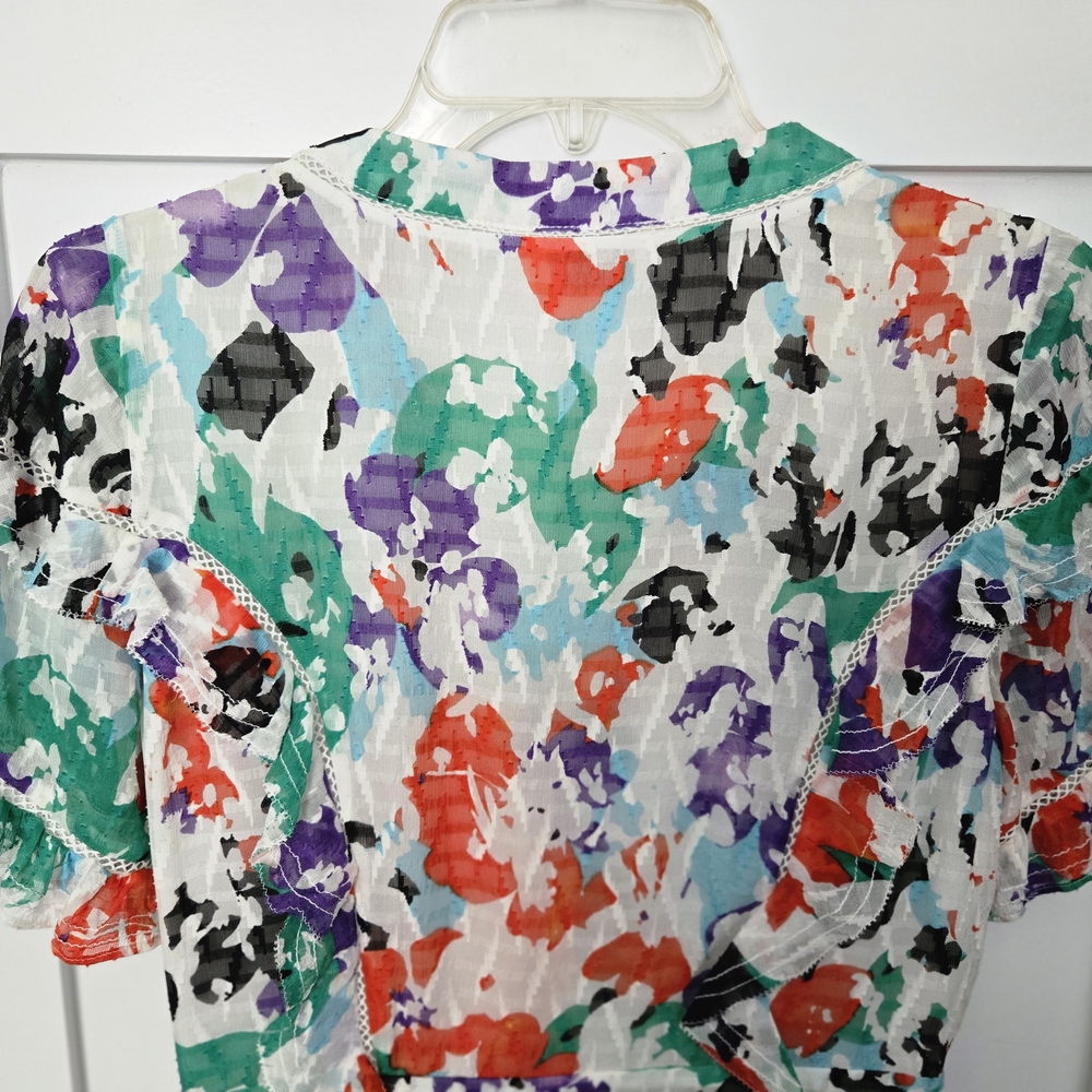 Tanya Taylor Coloful Floral Ruffle Dress Size 2 - Picture 12 of 16